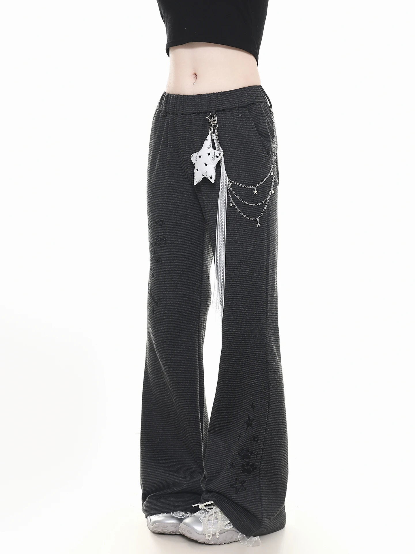 Orange Marmalade YO Early Light Stripe Micro Flared Casual Pants Women Summer New Loose Straight Leg Slimming Long Trousers