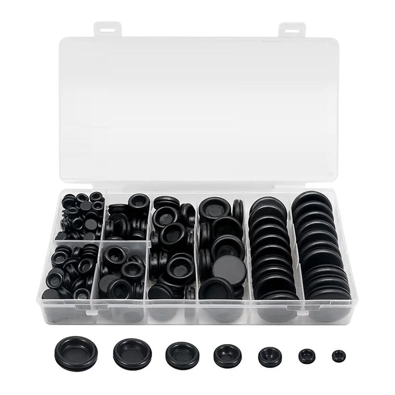 188 Pieces Closed Rubber Grommet Firewall Solid Closed Hole Plug Assortment Kit For Wire Electrical Appliance Plumbing-AA26