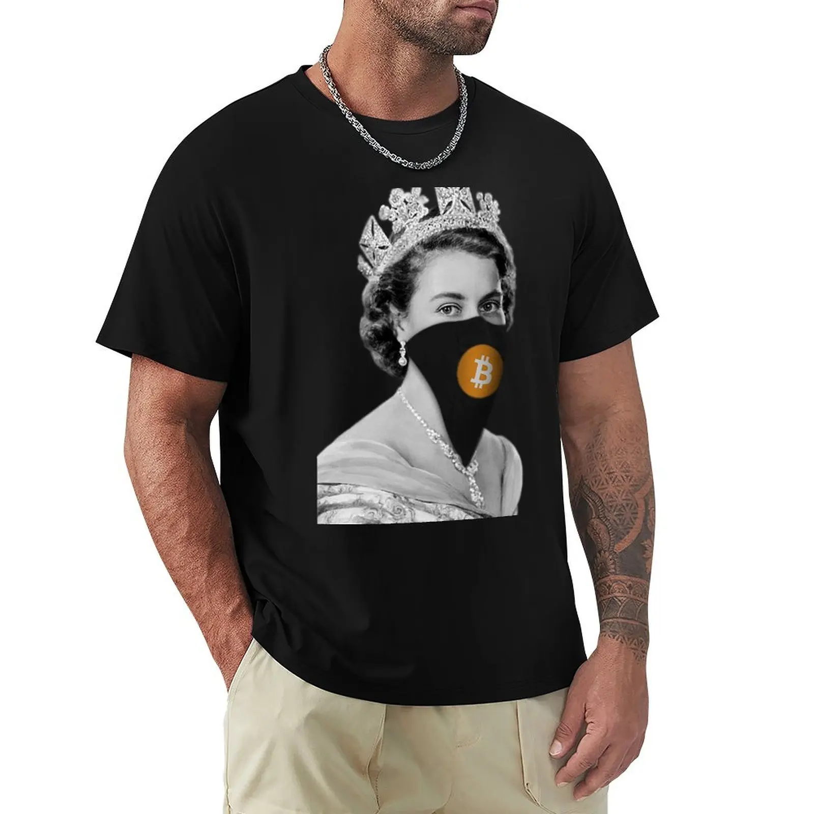 

Queen Bitcoin Bandit Geek T-Shirt oversizeds rapper graphic tees men clothing
