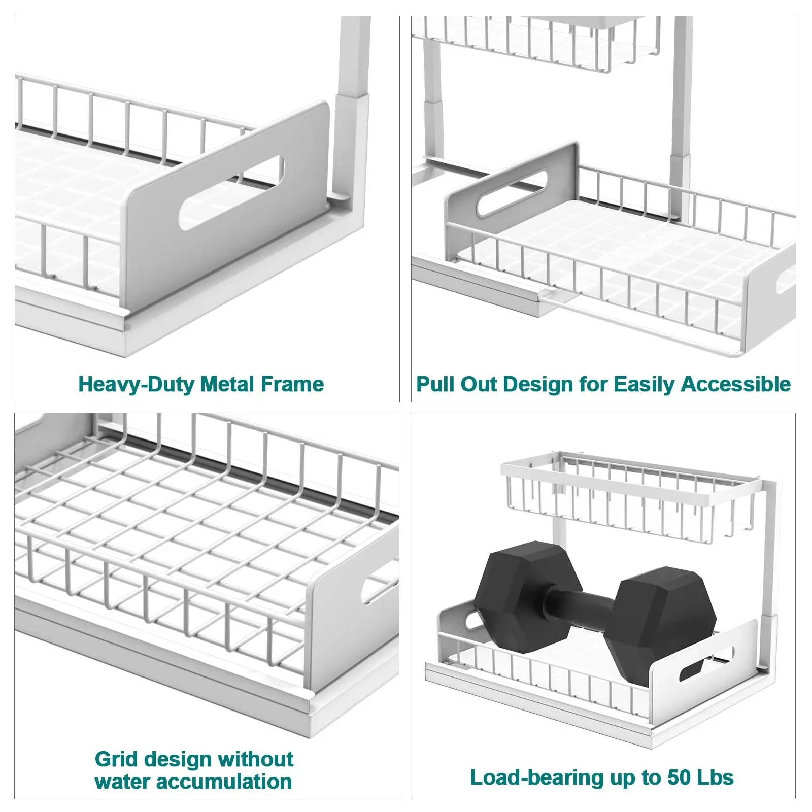 2 Tier Kitchen Under Sink Organizer Pull Out Drawer Storage Rack Multi-purpose Shelf Bathroom Kitchen Under Sink Storage Rack