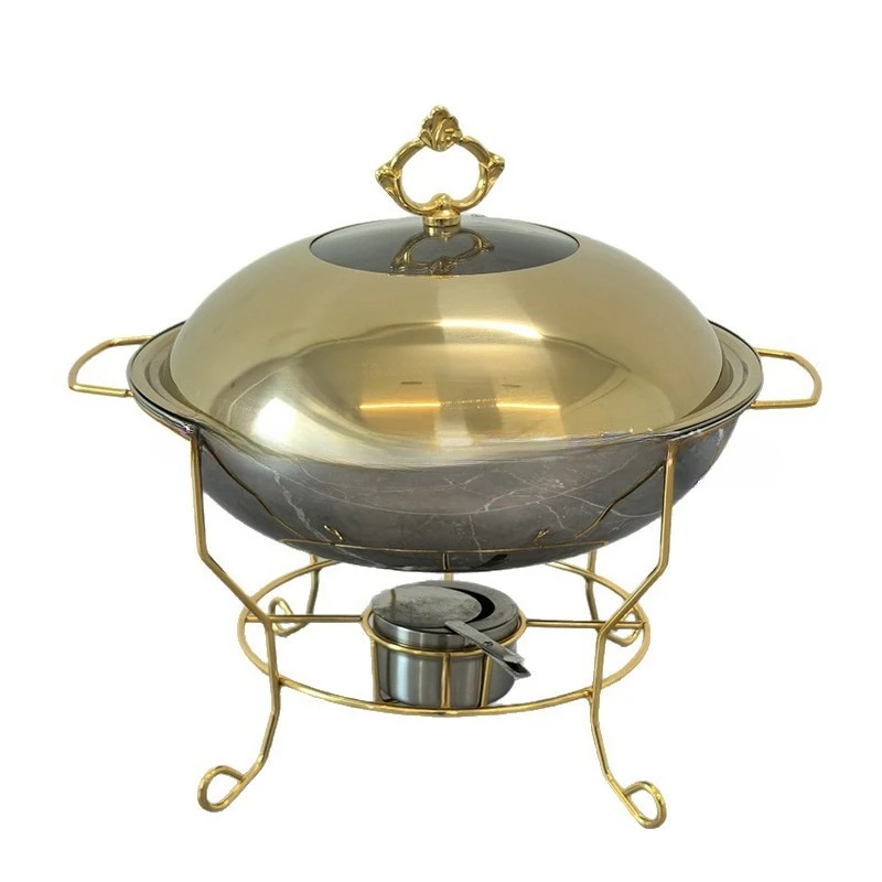 Buffet furnace Wrought iron wire rack Hotel restaurant Food heating Alcohol boiler Golden hanging furnace 9L