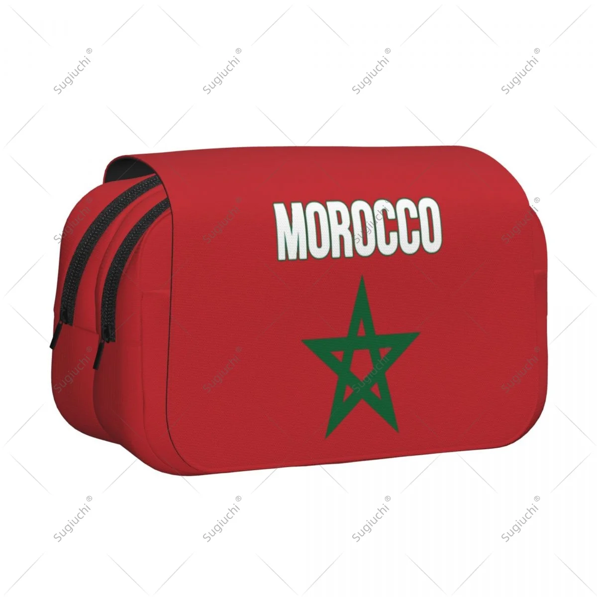 Pencil Case Scissors Bags 3D Morocco Flag Double-layer Oxford Cloth Stationery Storage Pen Box Case
