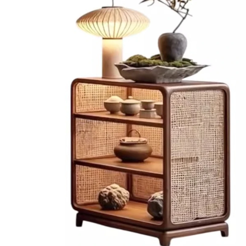 

Tea side cabinet North American black walnut solid wood side table Living room household small coffee table Modern simple