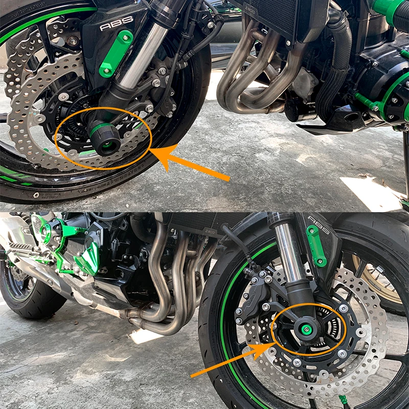 Protecteur de roue coulissant pour fourche d'essieu avant de moto, pour KAWASAKI Z900 Z650 Z800 ZX6R VERSYS650 NINJA1000 Z1000SX Z1000 R