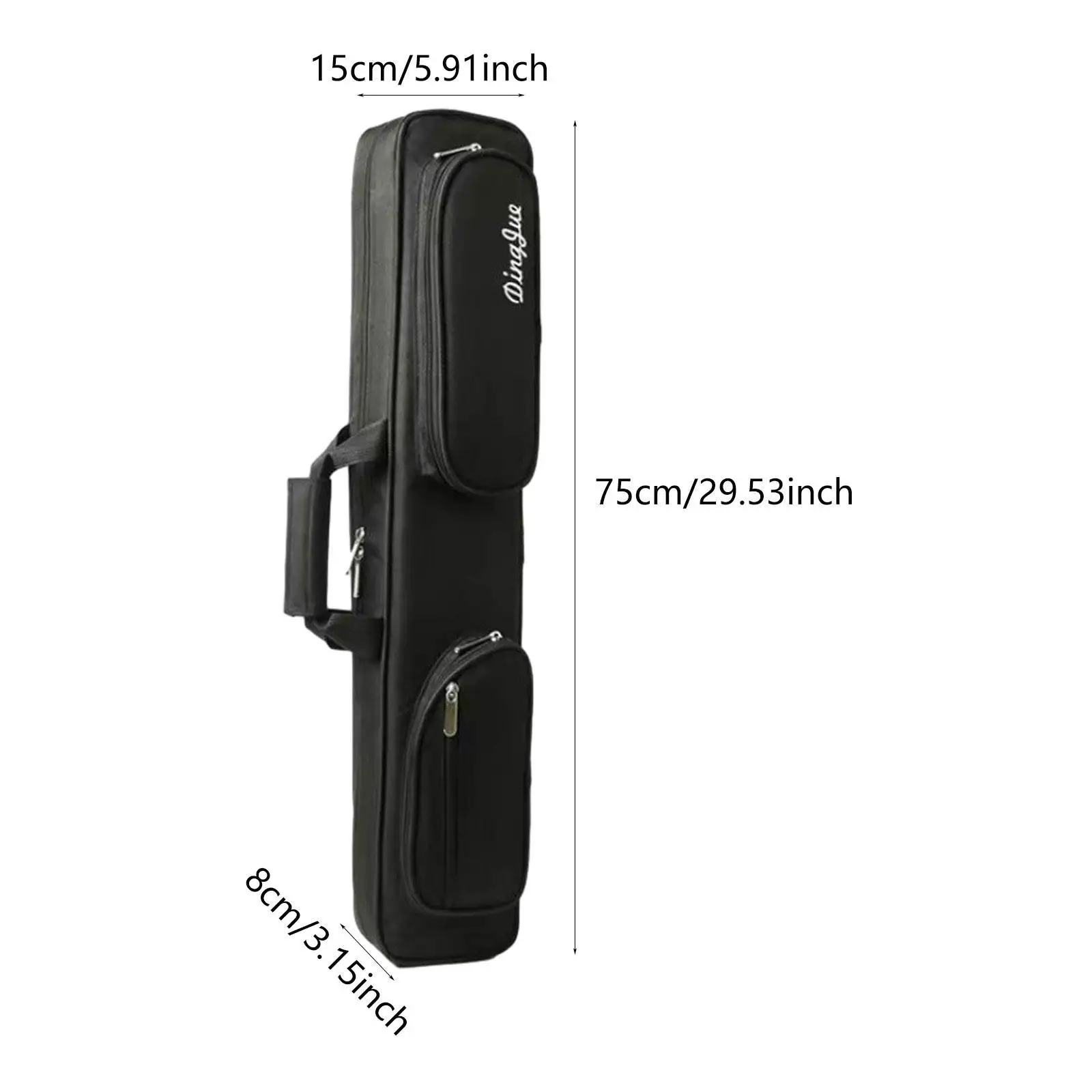 Billiards Pool Cue Case Adjustable Shoulder Strap Carrying Zipper Closure Lightweight Scratch Resistant Protector 1/2 Cue Case