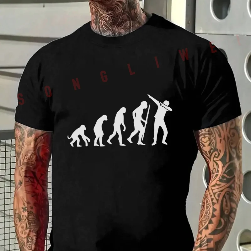 

2026 Casual T-shirt The Evolution Of Humans Graphic Motorcycle Tshirt Mens Summer Cycling Sportswear Short Sleeve Top Tee