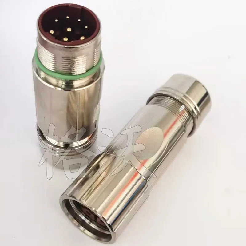 1 pc of   M23 Servo Motor Connector 6-Core/8-Core M923 Power Plug 8Pin Curved Connector With Internal Thread