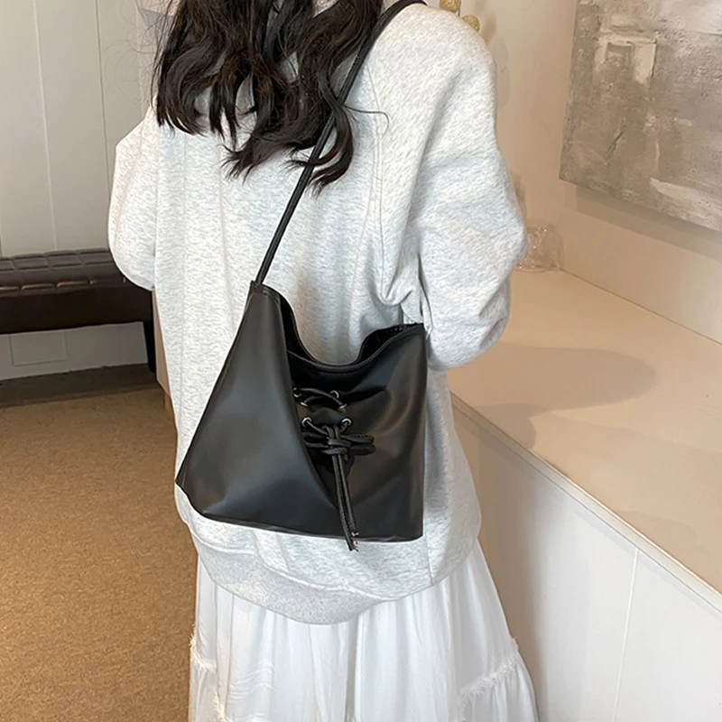 New Fashion Bow Large Capacity Tote Casual Versatile Bucket Shoulder Bag