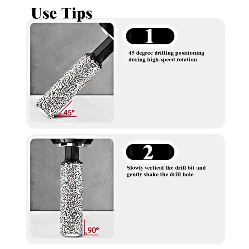 A84E-10-Pack Set di punte diamantate a secco da 12 mm per granito, piastrelle, vetro, marmo, mattoni, pietra - gambo esagonale 1/4