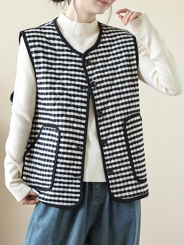 

Корейский японский свободный крой круглый теплый жилет женский плюс размер тонкая хлопковая майка на одной пуговице