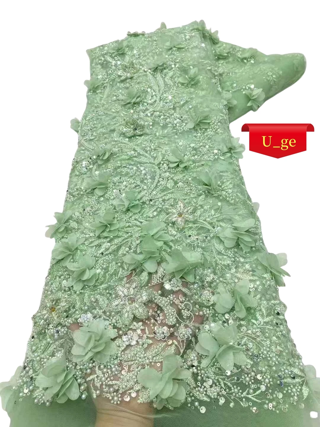5 יארד 2025 האחרונה באיכות הטובה ביותר רקום רך מאוד רקומה 3D עם אבנים עבור שמלת כלה u_ge5368