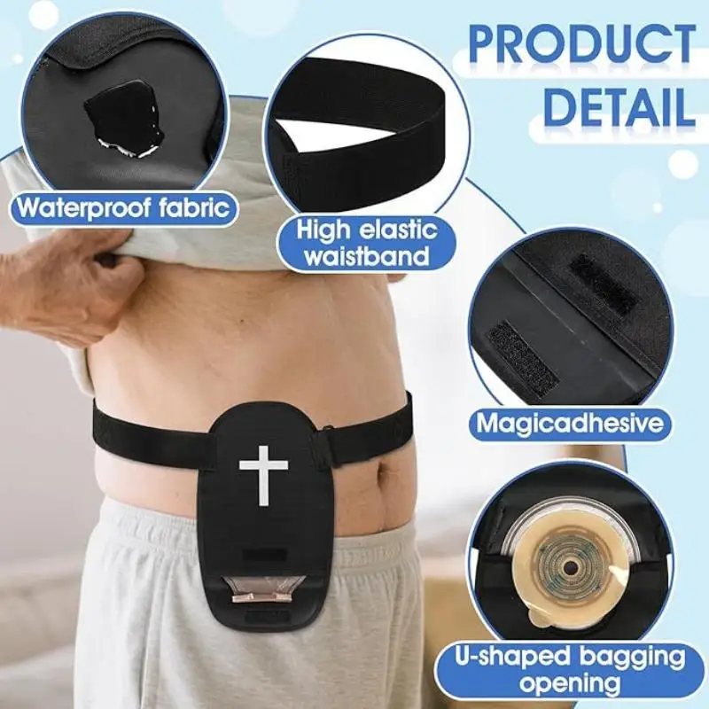 1 Stück verstellbarer Gürtel aus Polyamid für Stoma-Beutel, wasserdichte Duschbeutel-Einlagen für Stoma, Urostomie, Ileostomie, Genesung – Detail 3