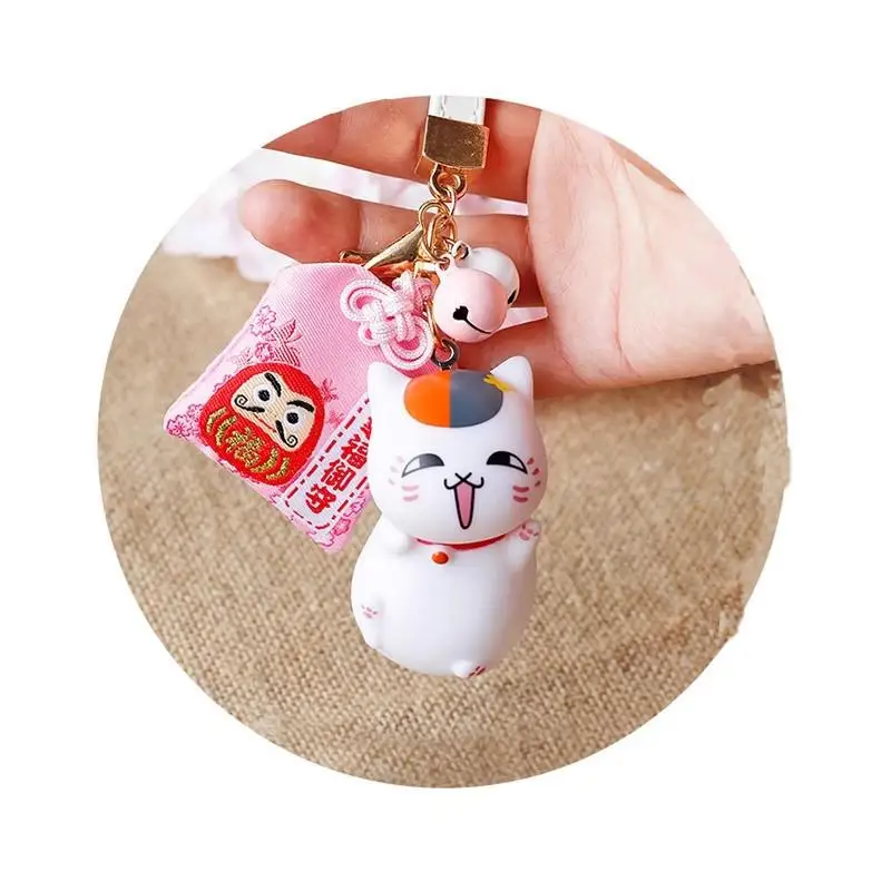 Japanese Anime Natsume Yuujinchou Figure Cat Teacher Cute Pvc Model Omamori Keychain Kawaii Bagpack Car Accessories Toy Gifts