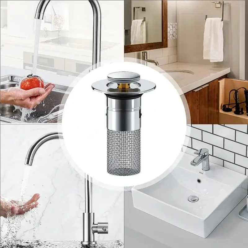 1-5 Stück Edelstahl-Bodenablauf-Filter, Leckage-Stopper, Geruchshemmender Pop-Up-Abflussstopfen für Waschbecken, Haarfänger – Detail 7