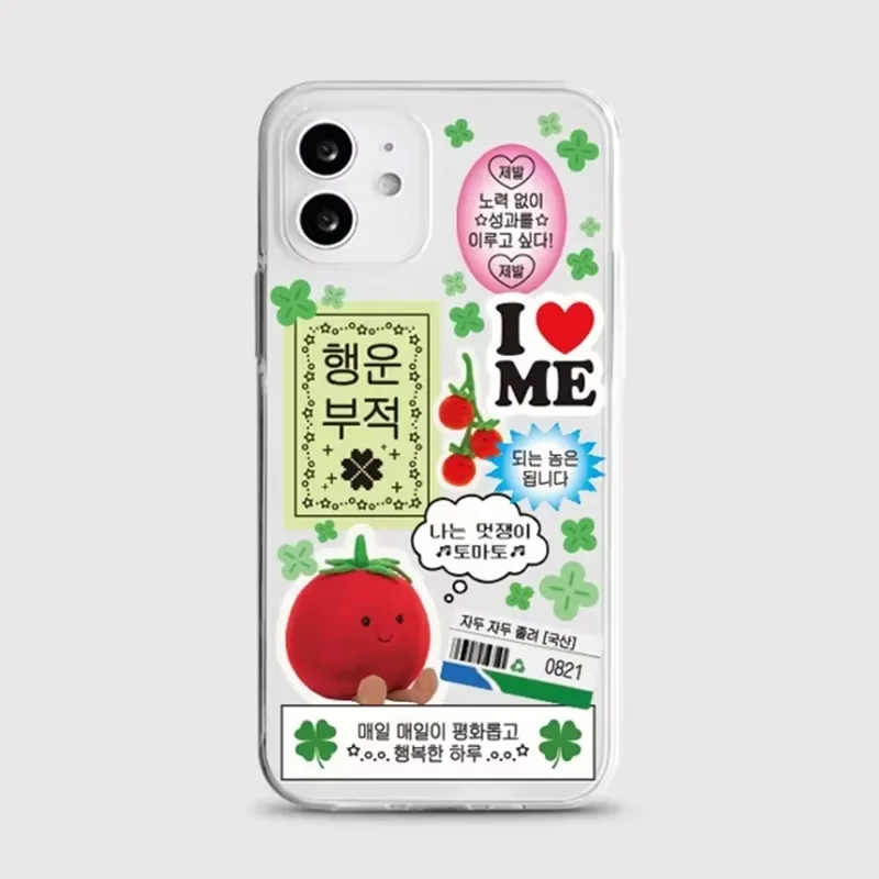 Korean Ins Cute Four Leaf Clover Phone Case For iPhone 17 16 15 14 13 12 11 Pro MAX X XR XS 16e 17air MINI 7 8 Plus Clear Cover view 4