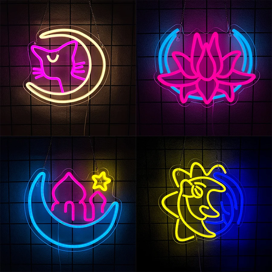 Star And Moon Led Neon Sign Wall Decor, Suitable For Bedroom Bars, Game Rooms, Office Clubs, Man Cave Wall Lamp, Christmas Gifts