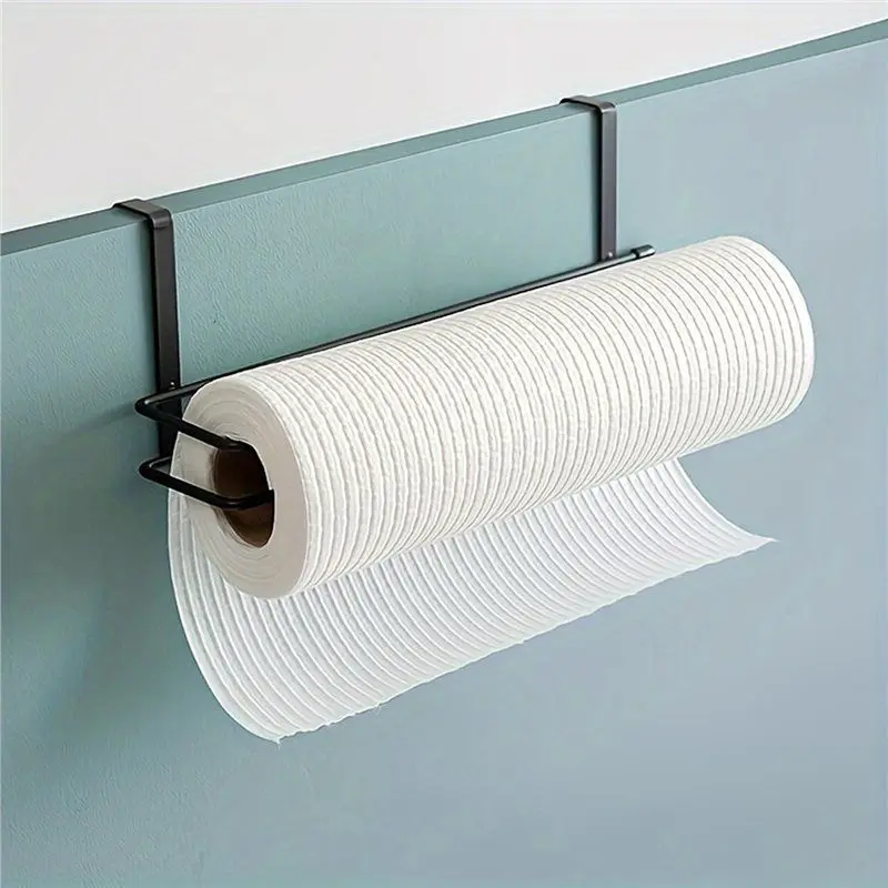 ABAH-Plastic Wrap Storage Rack, Wall-Hanging 2Pc Perforation-Free Kitchen Paper Towel Rack, Bathroom Paper Towel Rack