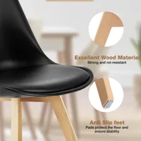 JHK PU Leather Dining Chairs Set of 4 Wooden Legs Lounge Chair for Home Kitchen Comfortable Sponge Cushion Living Room Chair 5