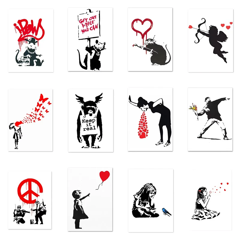 

Banksy Graffiti Artworks Canvas Painting Little Girl Chasing Balloon Poster and Prints Modern Pop Street Wall Picture Home Decor