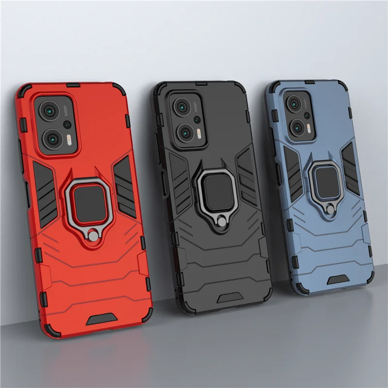 For Poco X4 GT 5G Case Poco X4 GT Cover 6.6 inch Shockproof Armor PC Finger Ring Holder Phone Bumper For Xiaomi Poco X4 GT 5G