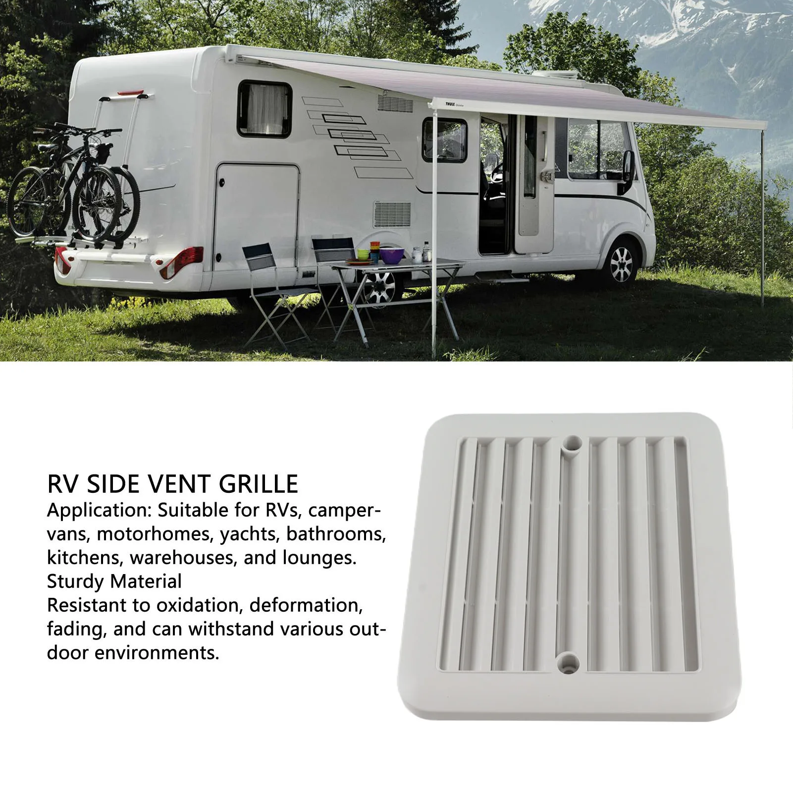 RV Air Vent Outlet Grille Panel Enhanced Air Exchange Sturdy Water Resistant RV Side Vent Grille Easy Installation for
