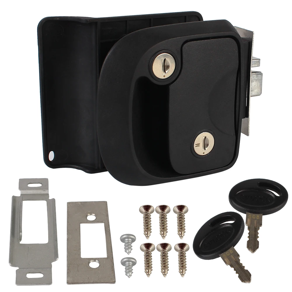 RV Camper Trailer Entry Door Lock Door Latch Handle with Keys Camper Accessories Double Open Door Lock