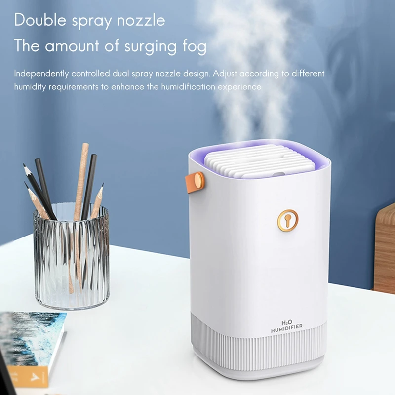 Umidificador ultrassônico Desktop, Umidificador de ar portátil, Difusor para Home Office, Grande capacidade, USB, 3.3L