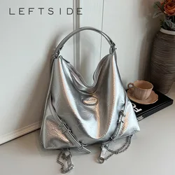 Belt Design Small PU Leather Shoulder Bag For Women 2024 Y2K Korean Fashion Handbags And Purses Females Silver Crossbody Bags