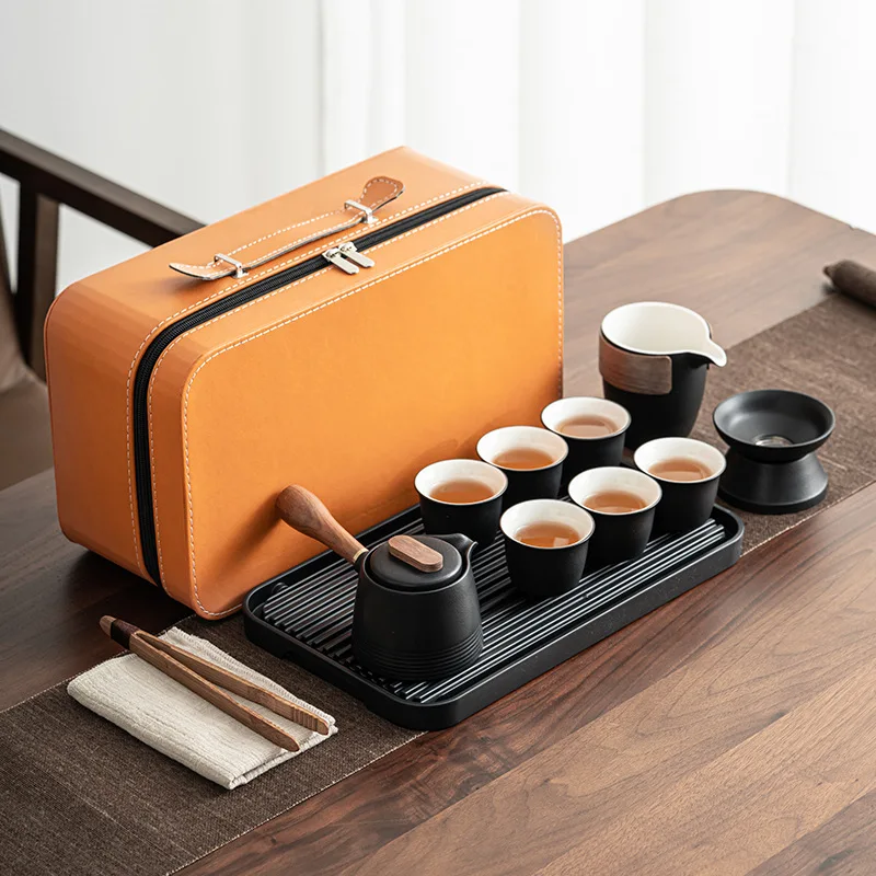 Tea Set High-end Yuanshan Ceramic Kung Fu Tea Set Portable Travel Tea Tray Business Companion Gift Luxury Tea Sets Complete Set