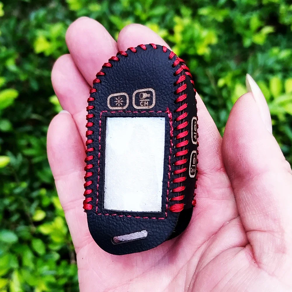 

Leather Key Case Fob for ST-5A Safety in Two Senses Car Alarm System Russian Version Exquisite High Quality Soft Texture Shell