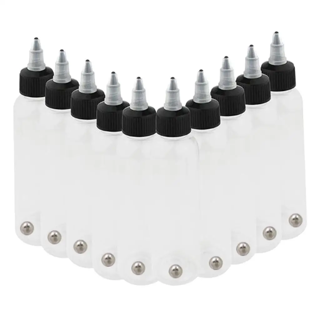 10 قطعة 30/50/60/120/250 مللي قابلة لإعادة التدوير واضح الوشم البخاخة الحبر الصباغ قابلة لإعادة التدوير للعصر الطلاء زجاجات فارغة