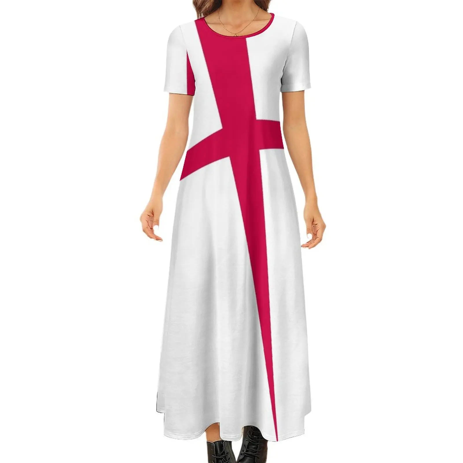 

SHARP RED ENGLAND CROSS POINTED, BY SUBGIRL Round Neck Short Sleeve Dress dresses for prom fairy dress long sleeve dresses