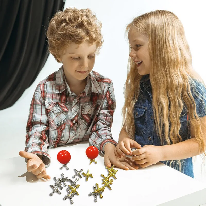 Gold And Silver Metal Jacks 1 Red Rubber Ball Christmas Toys Kit Play Jacks Board Game Knucklebones Classic Game Set