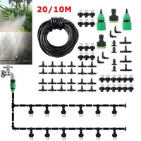 20/10m Garden Automatic Drip Watering Irrigation Kit System 4/7mm Hose 1/4'' Mist Nozzle Sprinkler for Lawn Pot Plant Greenhouse
