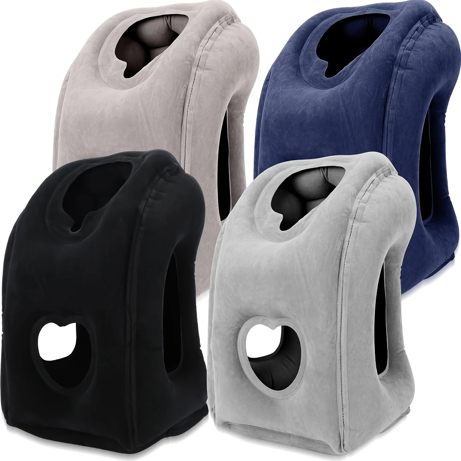 

1pc Inflatable Travel Pillow - Ergonomic Support for Flights & Office. Patented Valve, Lightweight & Compact.