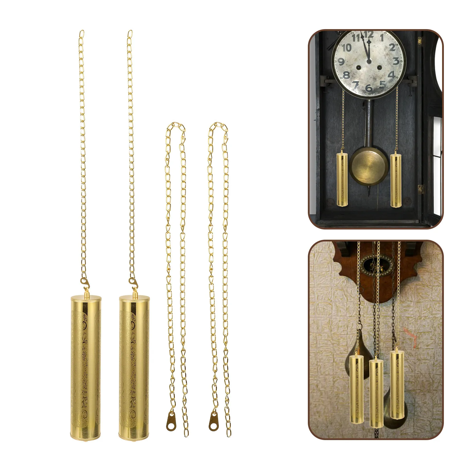 1Set Aluminium Alloy Clock Weight Replacement Floor Clock Weight Decor with Chain Elegant Sophisticated Home Office Interior