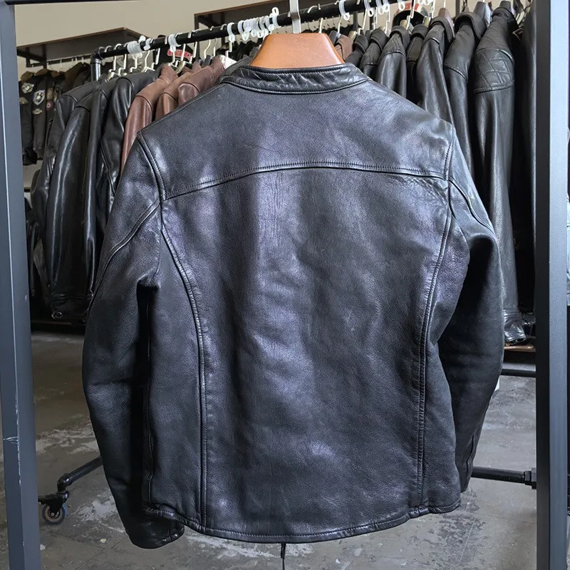 Motorcycle leather for men fully vegetable-tanned