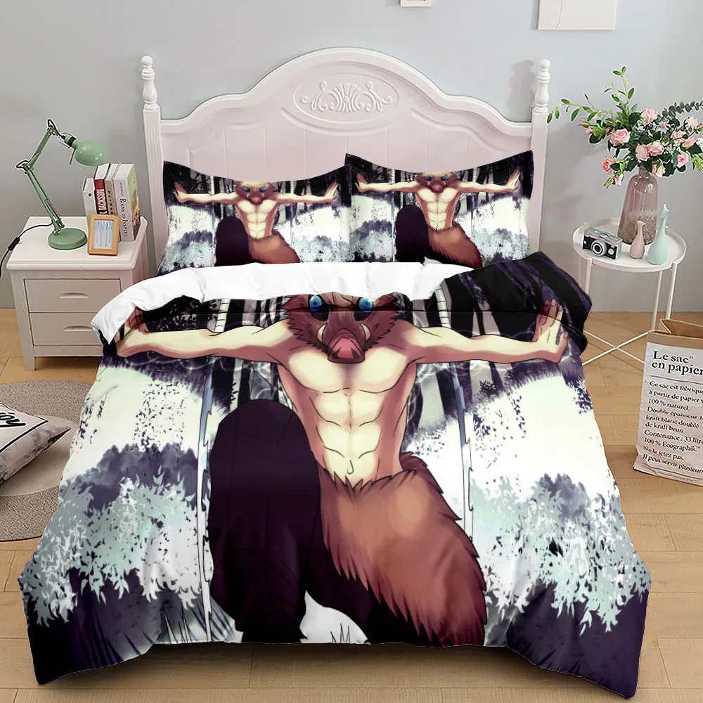Inosuke Boys Duvet Cover Set EU Single Double King US Twin Full Queen Size slayer Bedclothes