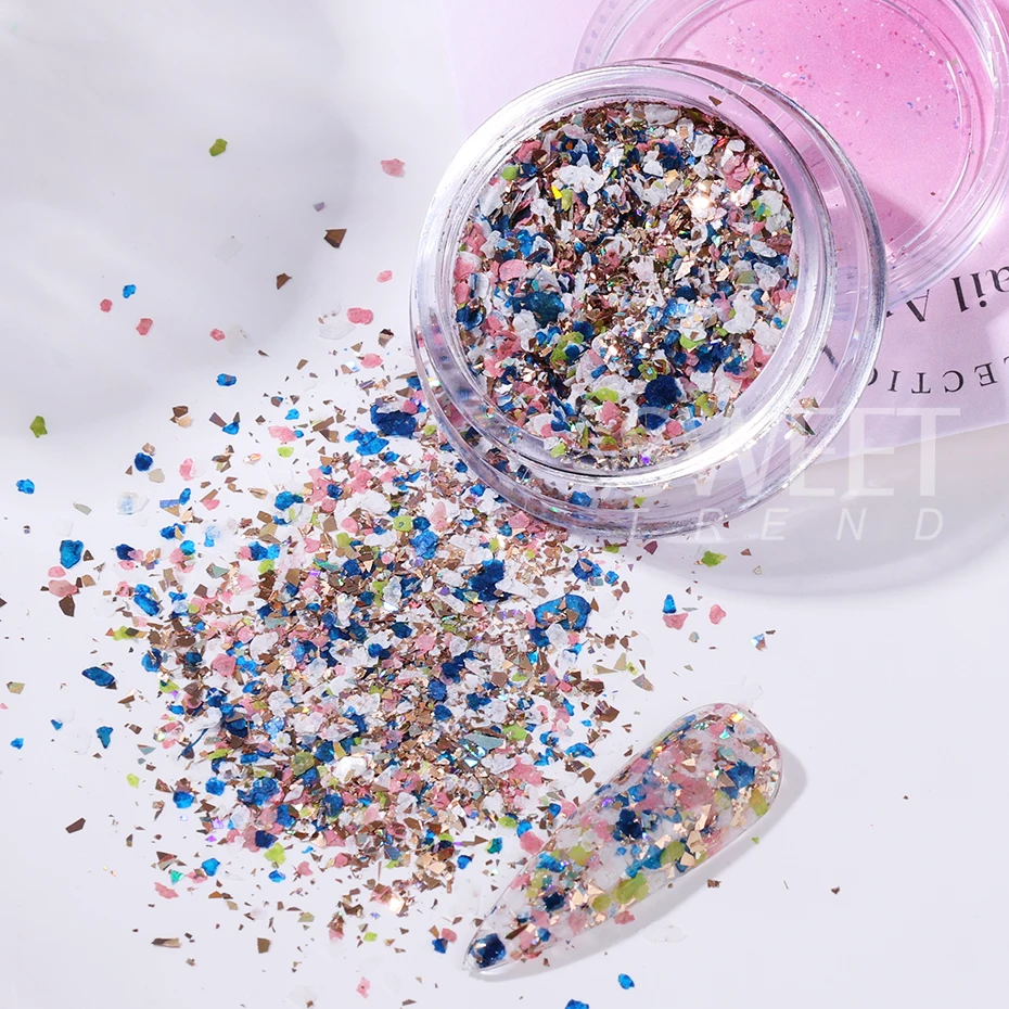 Paillettes irrégulières pour Nail Art, mélange de couleurs, flocons scintillants, tranches cassées, feuilles, breloques à assembler soi-même, accessoires de décoration de manucure, 4 pièces