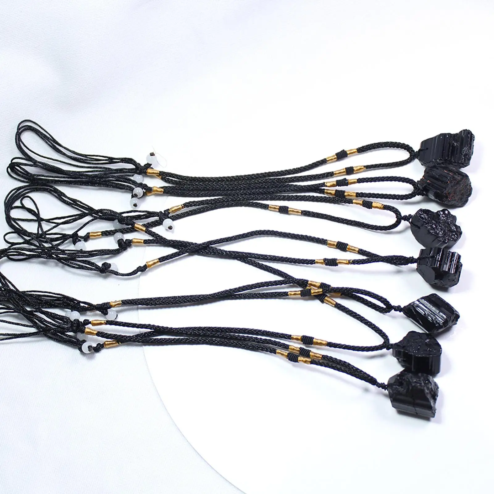 Natural Black Tourmaline Flat Stones Stick Cleansing Home Pendant
