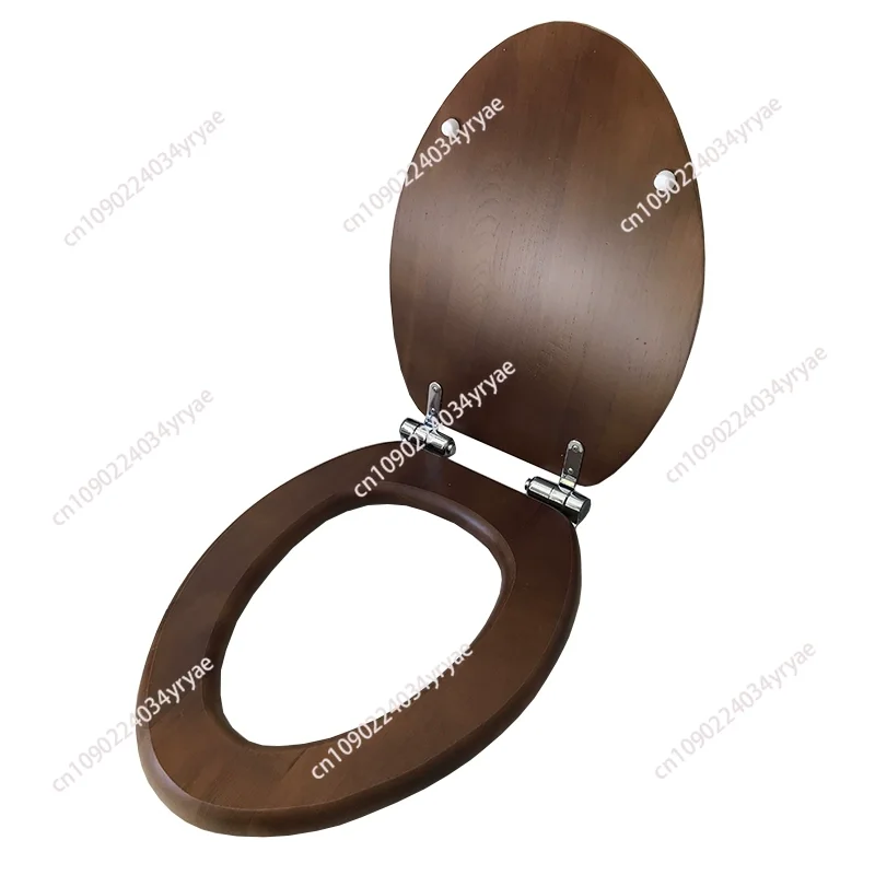 

Universal Pure Solid Wood Toilet Cover Thickened Old-fashioned Toilet Cover O/V/U Type Walnut Color Log Bathroom Accessories
