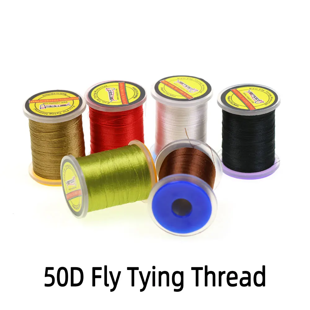 1 hilo de atado de moscas 50D para moscas de tamaño 16 ~ 22, material para atado de moscas Midge Nymph, color oliva, blanco, rojo, amarillo con bobina estándar.