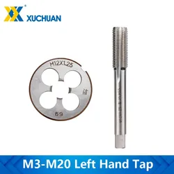 Tap And Die Set M3-M20 Left Hand Metric Thread Straight Flute Tap Suit Machine Plug Tap Round Die 2 Pcs Set Tools 