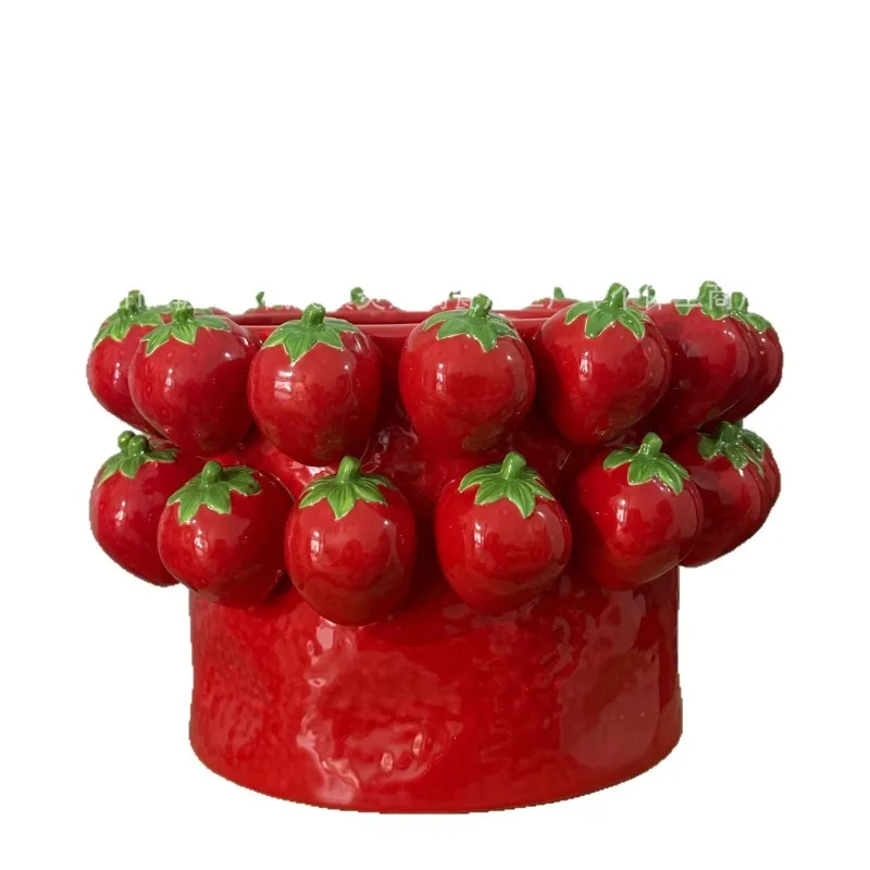 Premium light luxury living room bedroom ornament, large diameter flower insert ceramic vase c