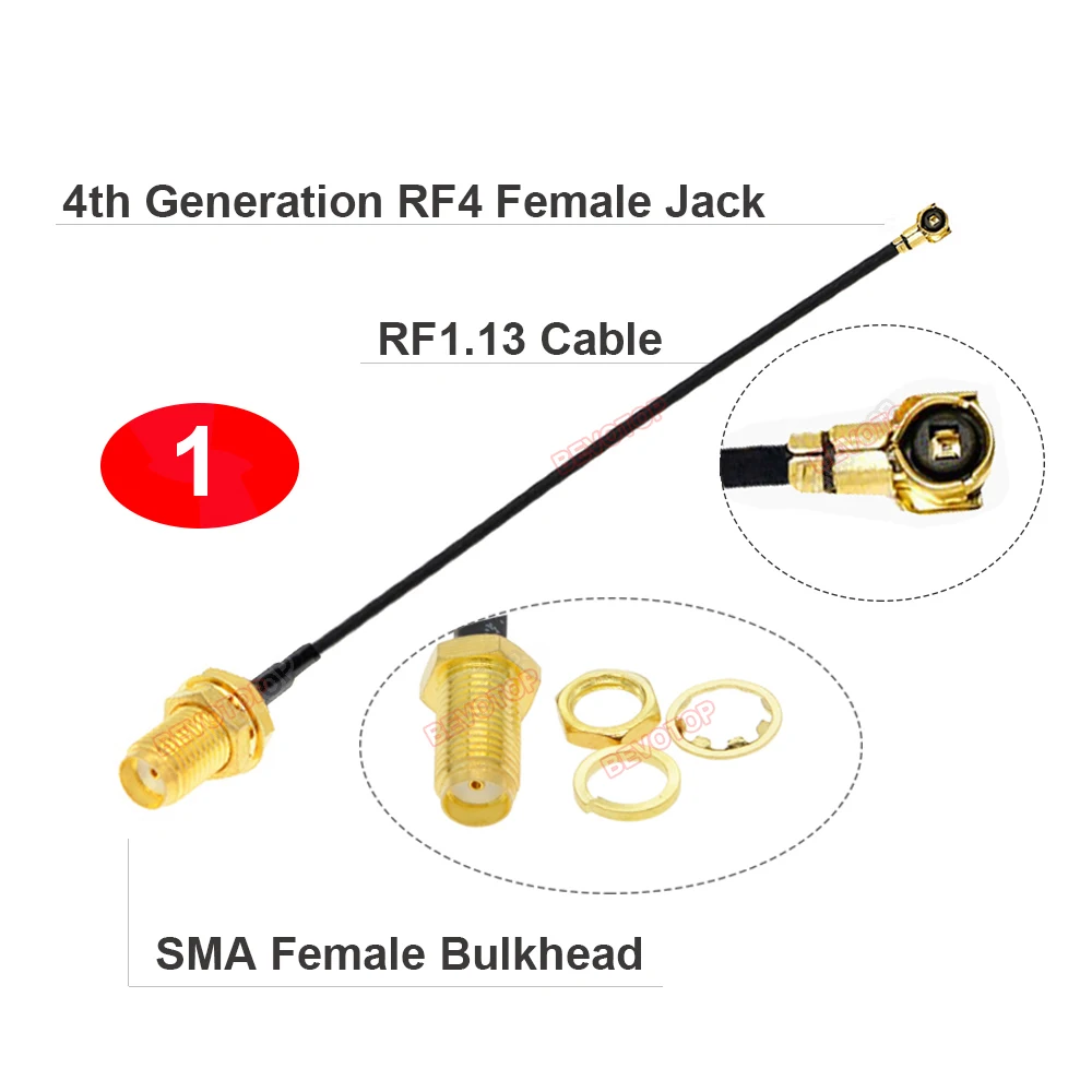 10pcs/lot 4th Generation MHF4 RF4 Female to SMA Female Right Angle 90 Degree WIFI Antenna Cable RF1.13 Pigtail Extension Cord