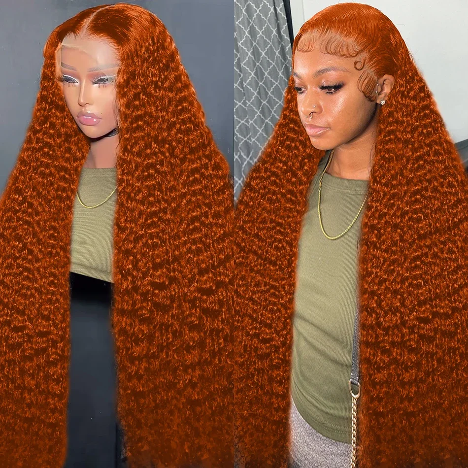 Orange Ginger Lace Front Wig Curly Human Hair Wigs For Women 30Inch Deep Wave Frontal Wig 13x4 13x6 HD Lace Front Human Hair Wig