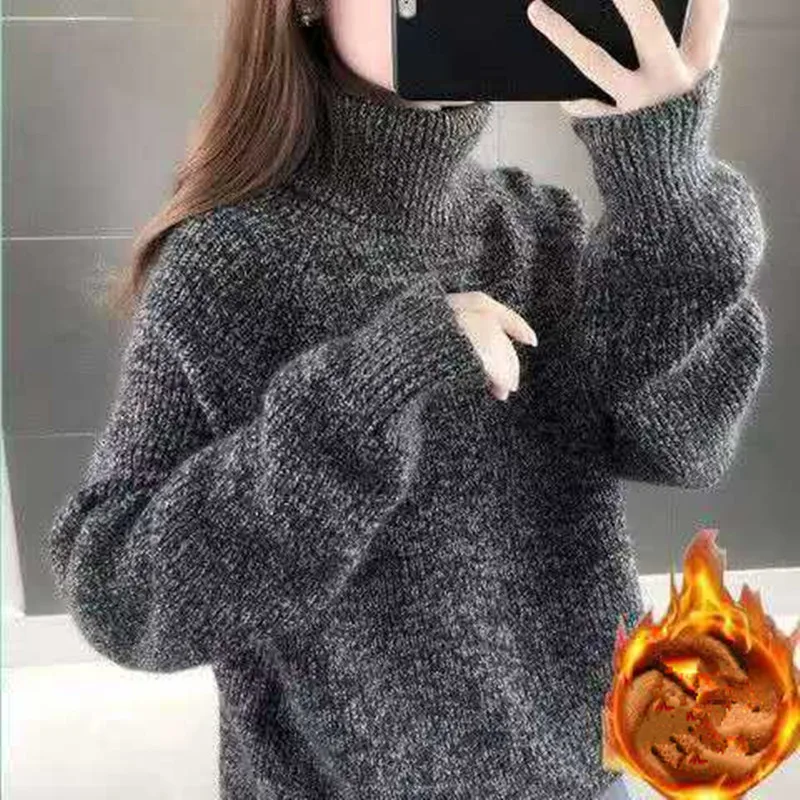 

High neck sweaters thick warm sweaters with laid back stylish look loose beautiful suitable casual wear base layer autumn winter