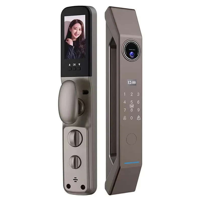 Smart Fingerprint Digital Safe Door Lock, Finger Vein Design, Controle App, Cat Eye, 3D Face Recognition