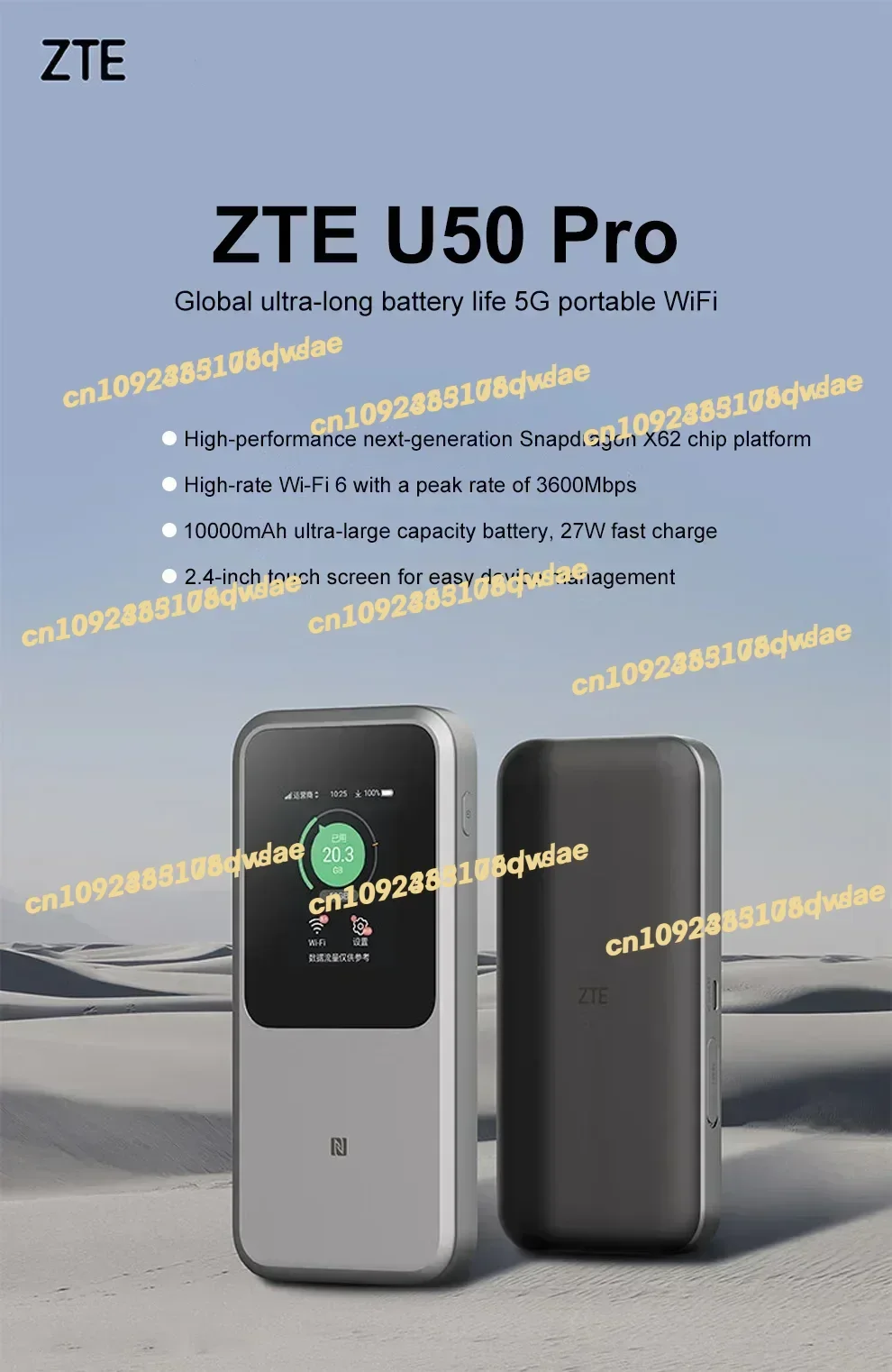 NEW Original Portable WiFi 5G Router MU5120 WIFI 6 10000mAh 3600Mbps NSA+SA Mobile Hotspot 5G Router With Sim Card Slot