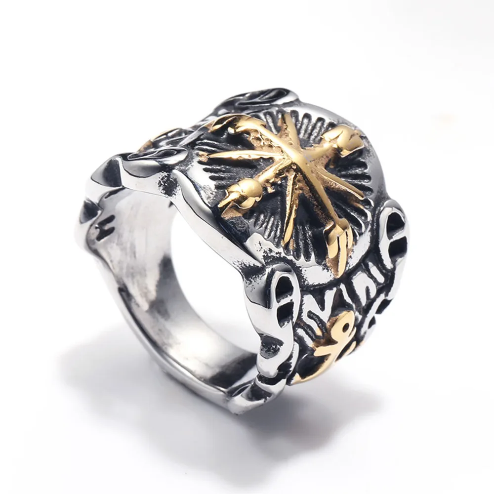 New Men's Fashion 316L Stainless Steel Viking Rings for Vintage Northern Europe Style Pirate Compass Rings Male Jewelry